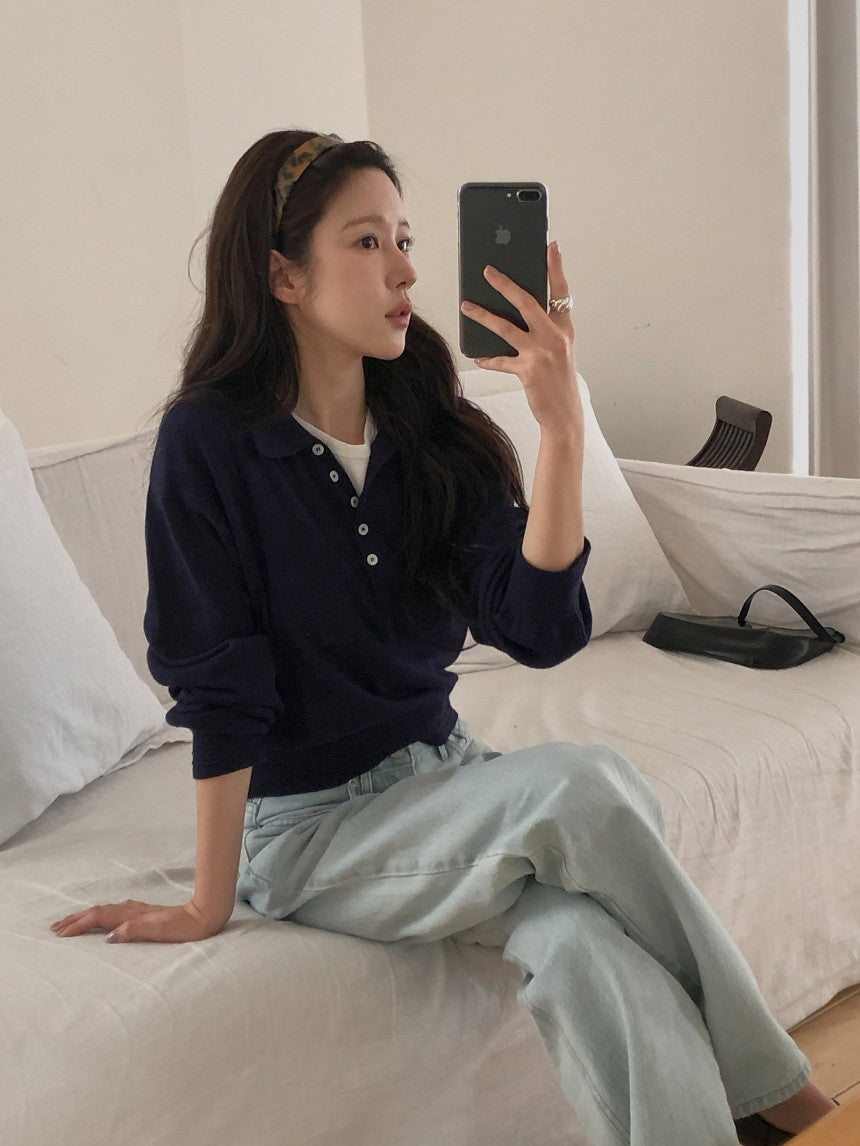 collar button knit-3col