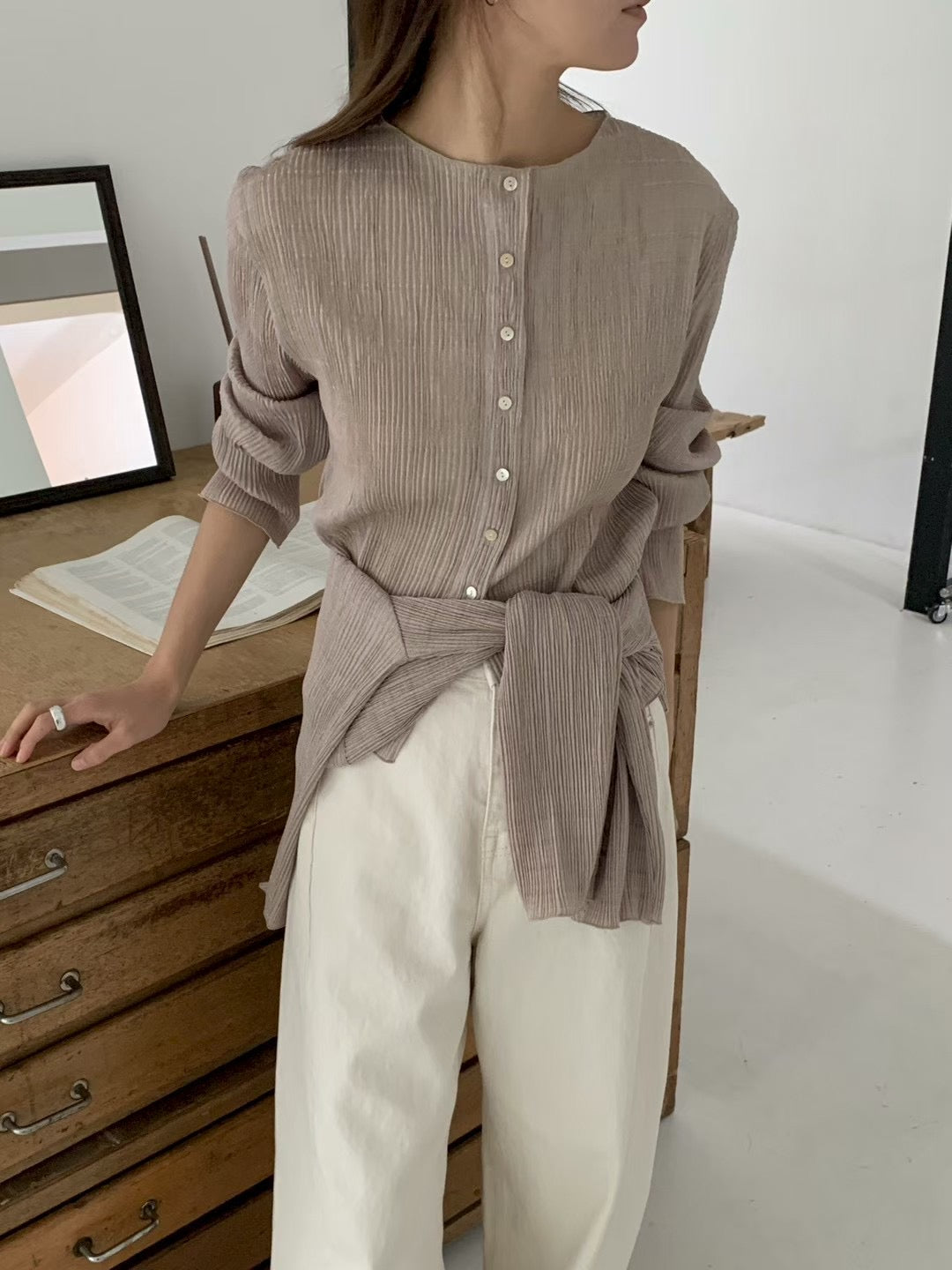 pleats cardigan-3col