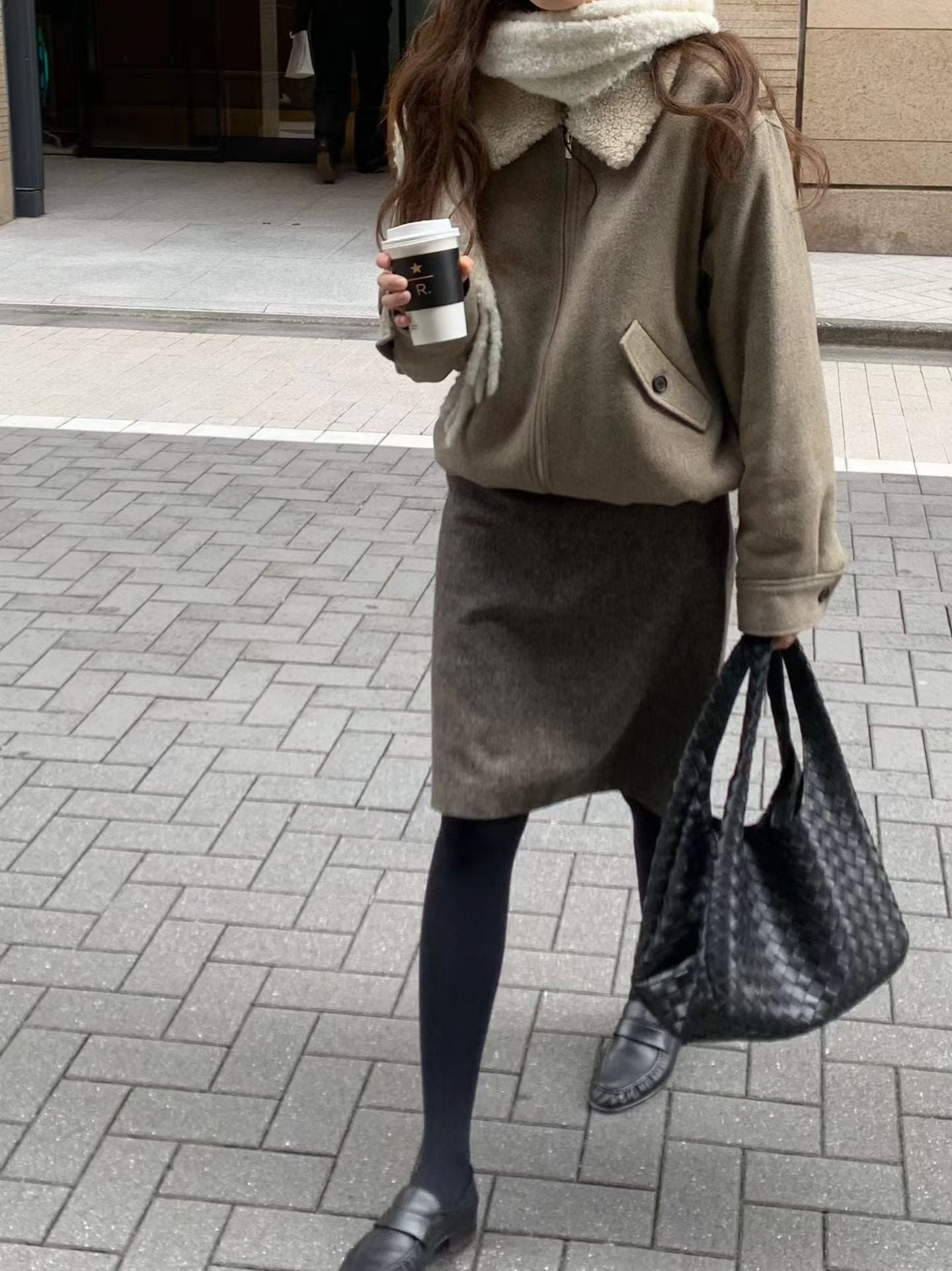 Ounce teddy wool fur Collar jacket-2col