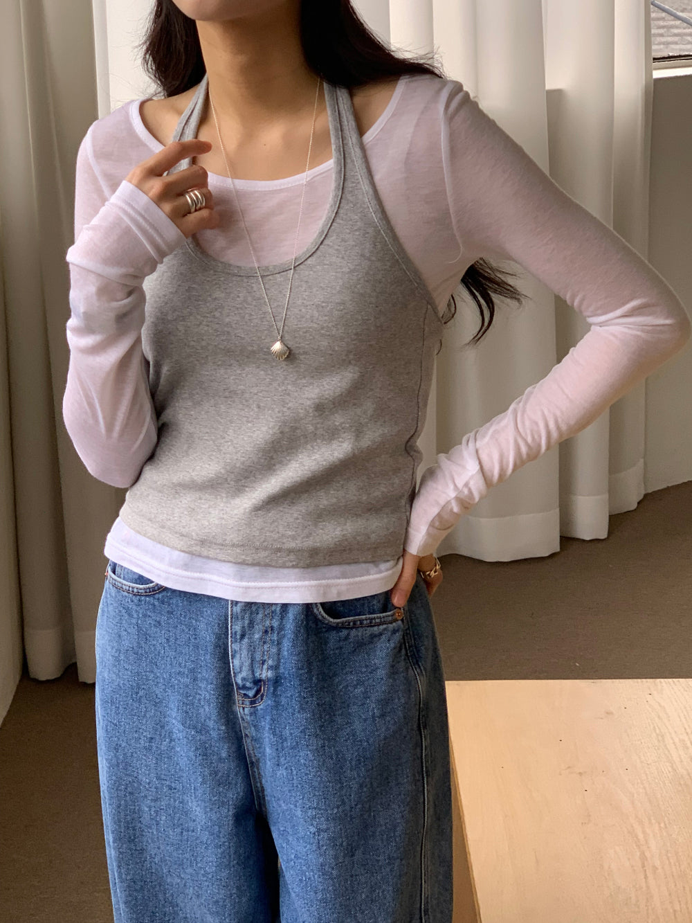 Halter layered set T-4col