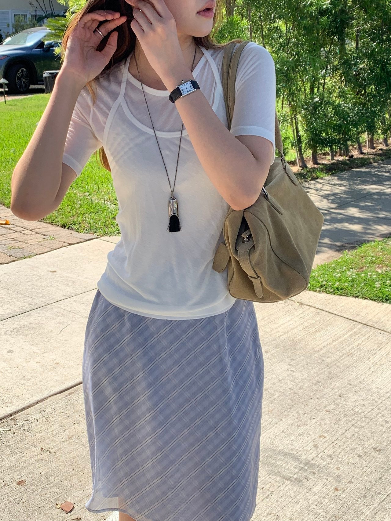 Nuel layered sleeveless&sleeve T set-3col