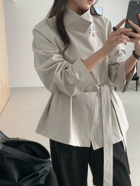 Butter hidden trench jacket-2col