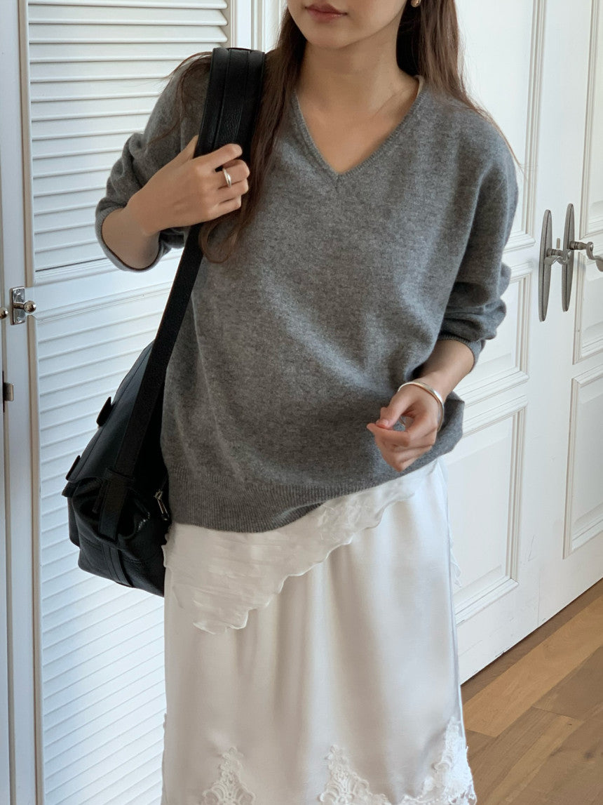 Adele wholegar cash v-neck knit-5col