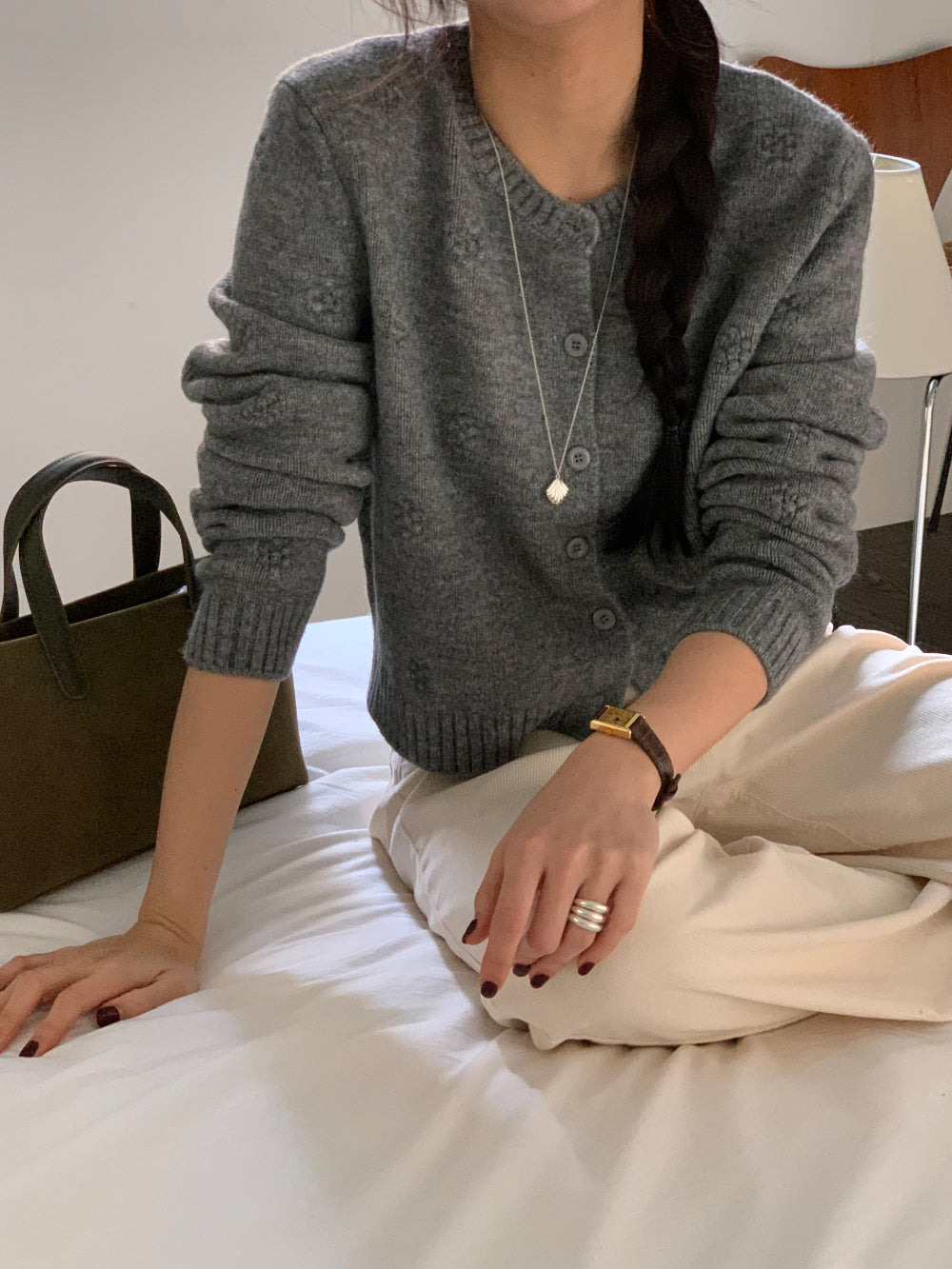 Bubble flower cardigan-2col