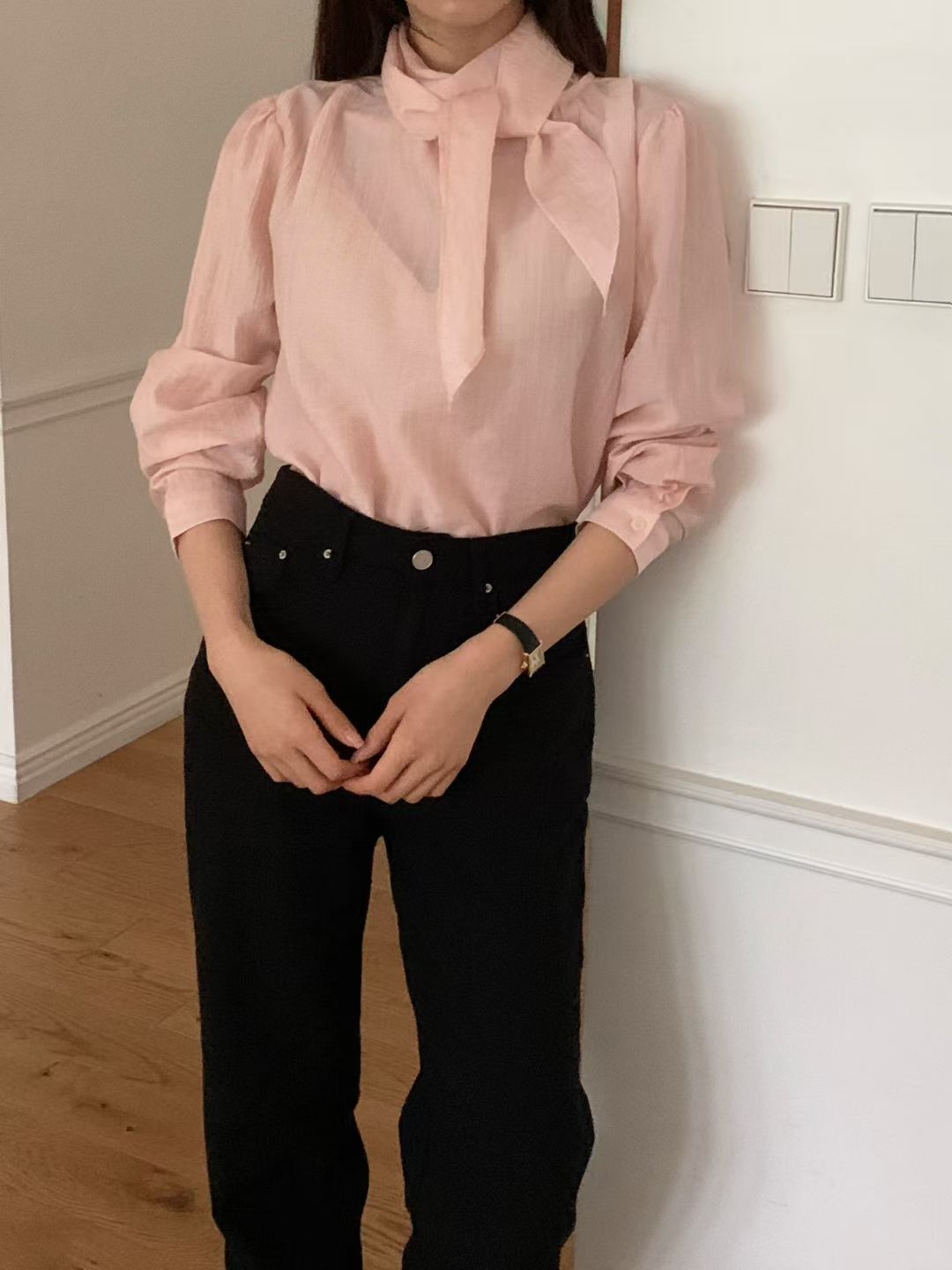 Rose scarf blouse-3col