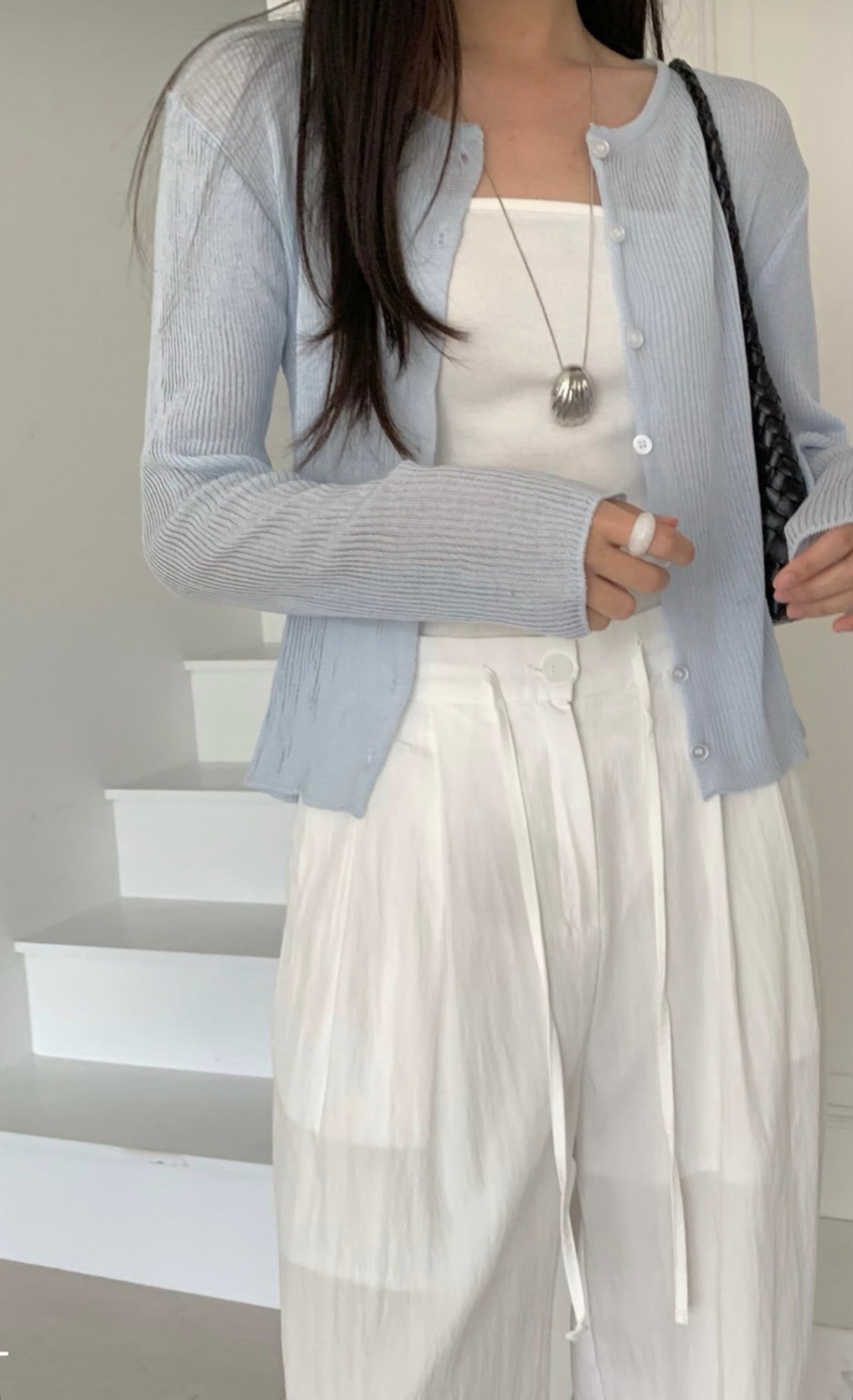 with linen string cardigan-3col