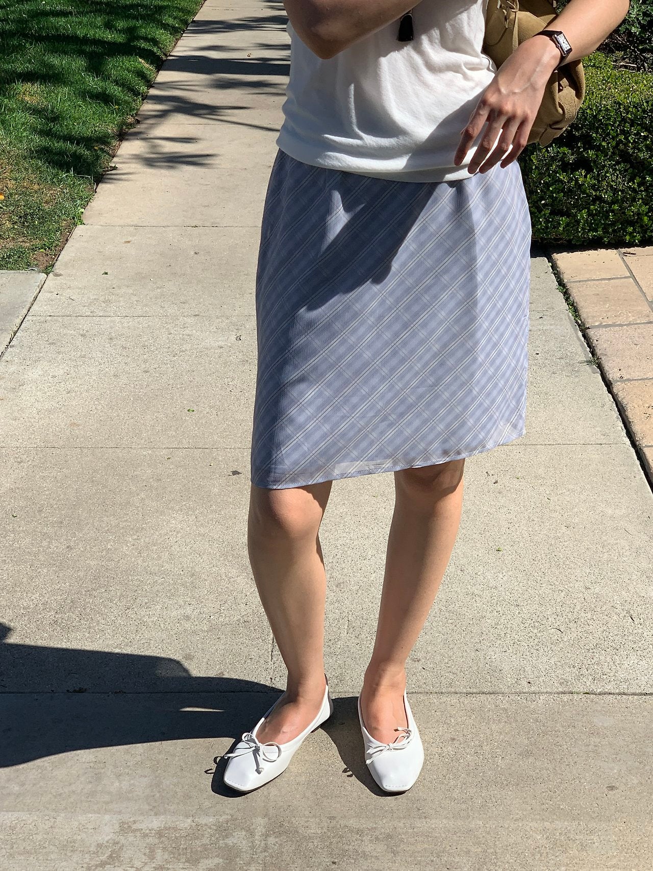 Loen check midi skirt-3col