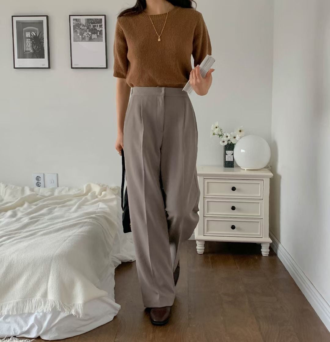 backbanding semi-wide gimo slacks-3col/ショート丈あり