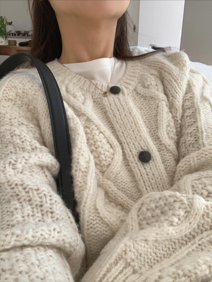 liter house wool cable cardigan-2col