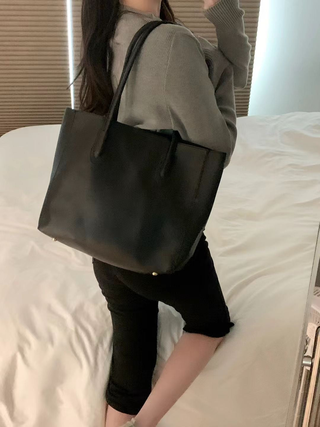 shoulder tote bag-2col