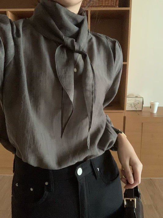 Rose scarf blouse-3col