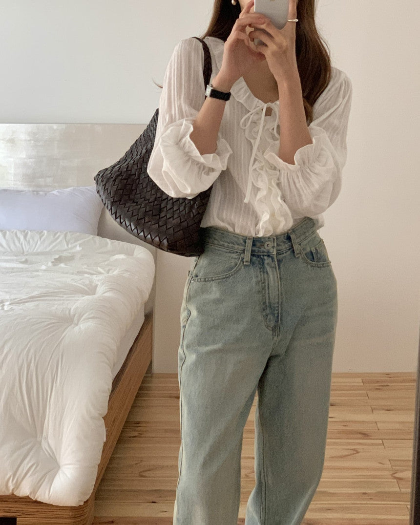Riel ruffle blouse-2col
