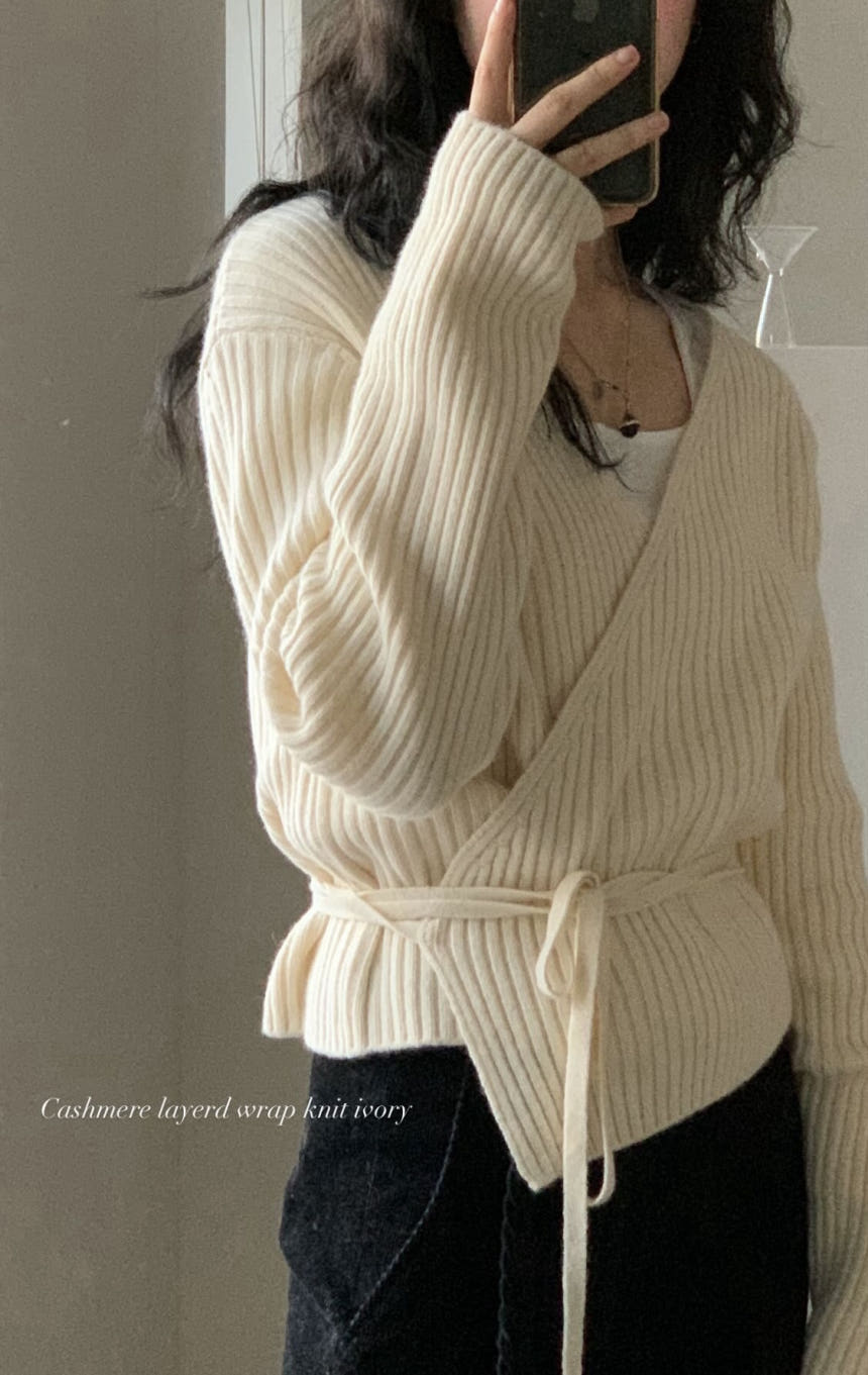 Haus cashmere wrap knit-2col