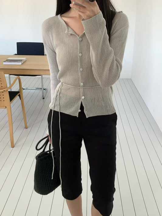 with linen string cardigan-3col