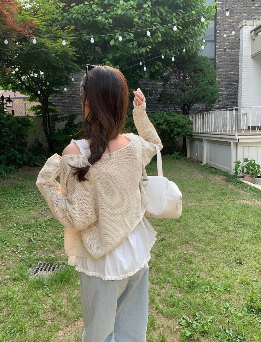 Net linen cardigan-3col