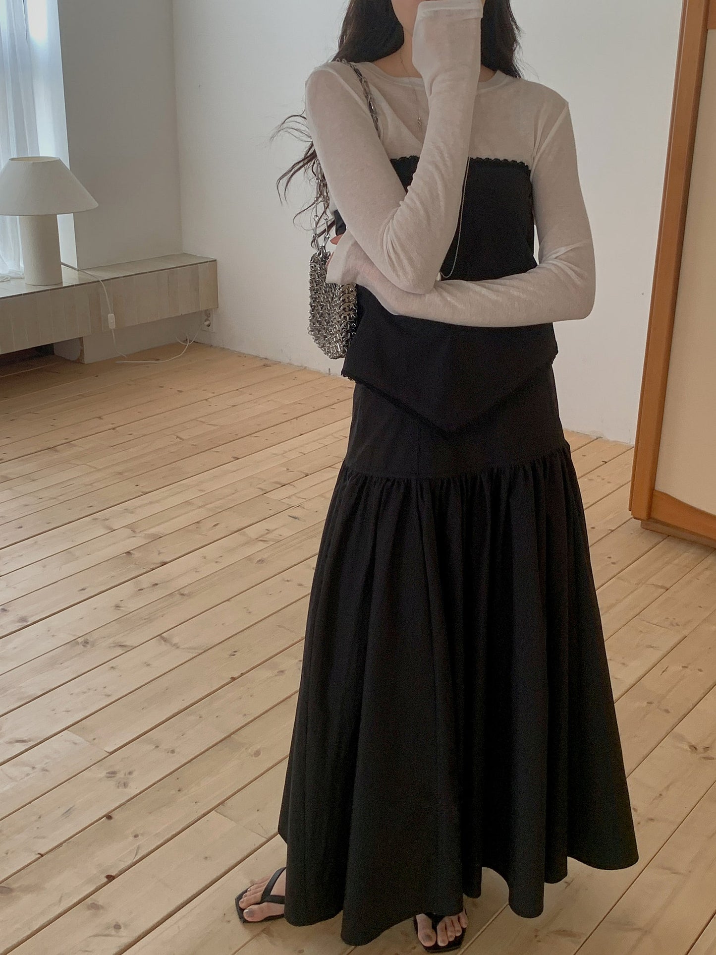 angle scarf&skirt set-2col