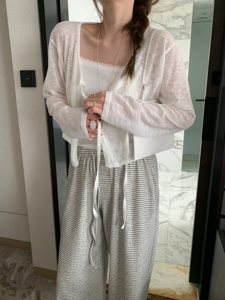 see-through strap cardigan-3col