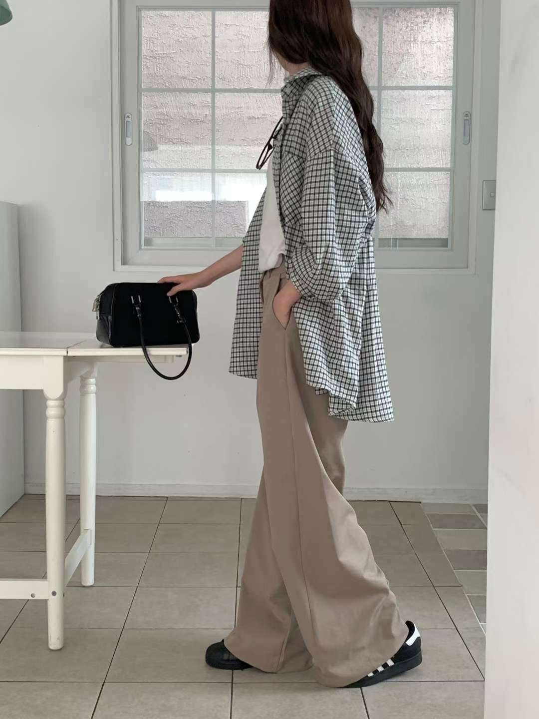 Autumn poly wide pants-2col/ショート丈あり