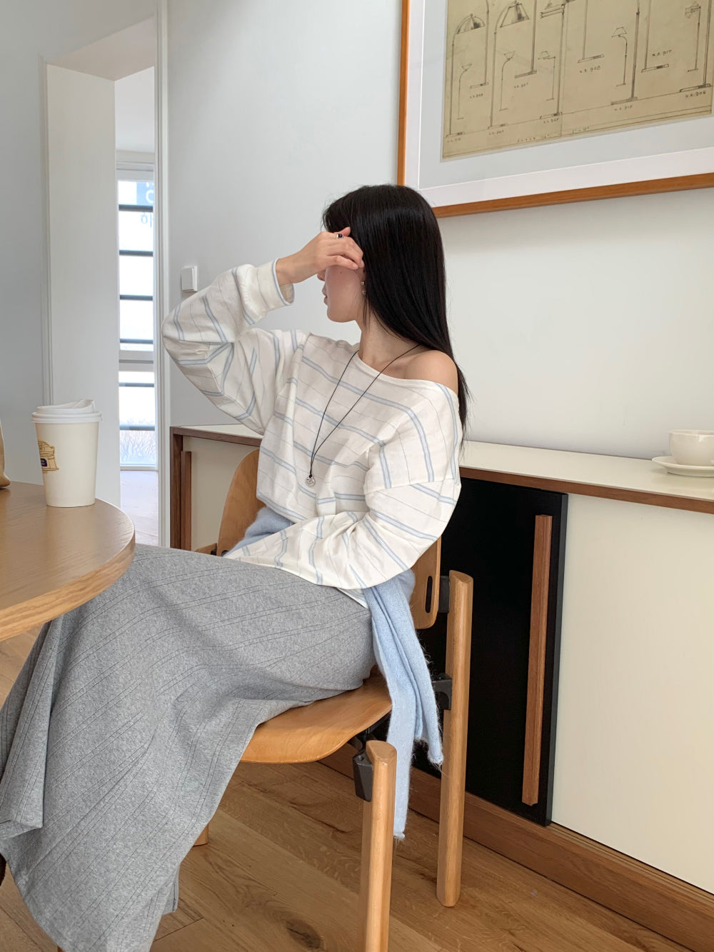 Celine off shoulder T-4col