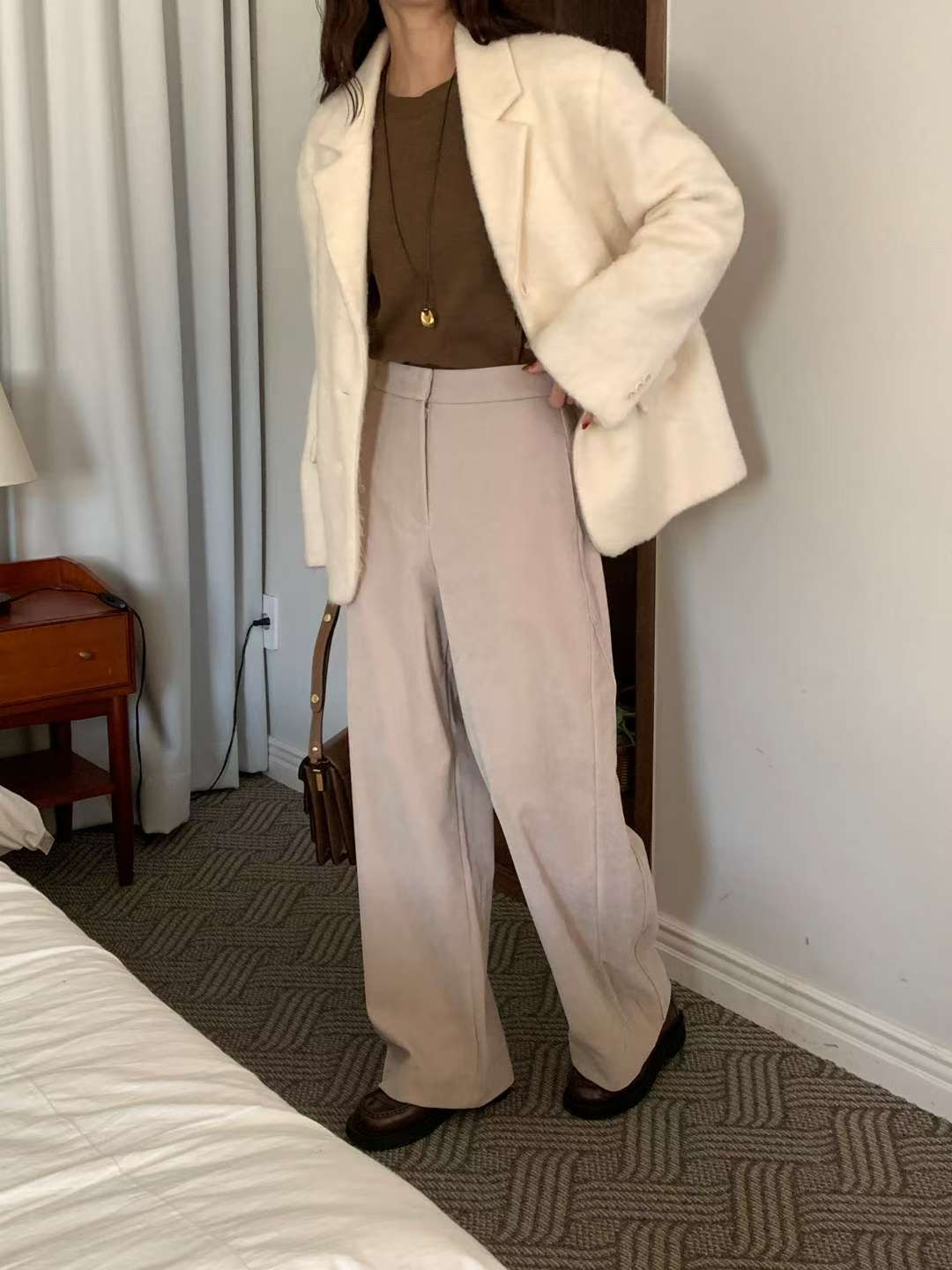 back slit wide slacks-2col/ショート丈あり