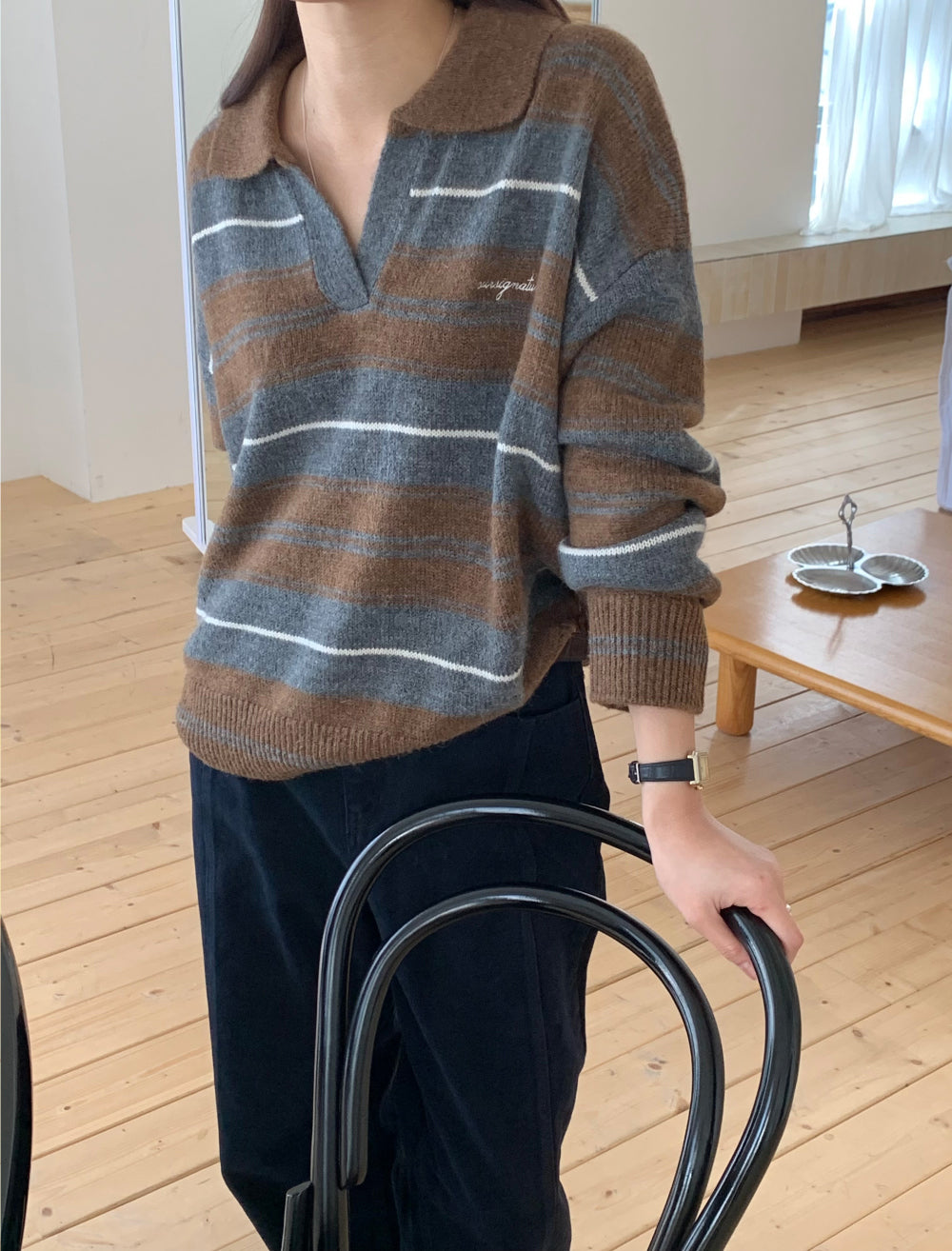 Swan s.t collar knit-2col