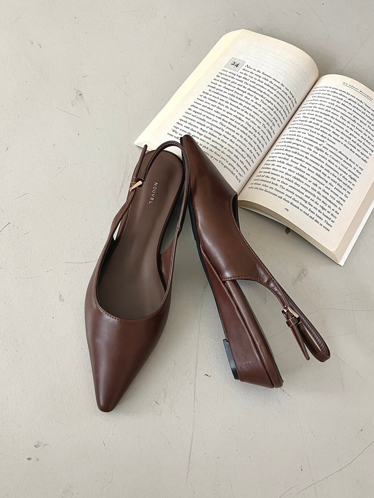 Wedge sling back with pointed toe