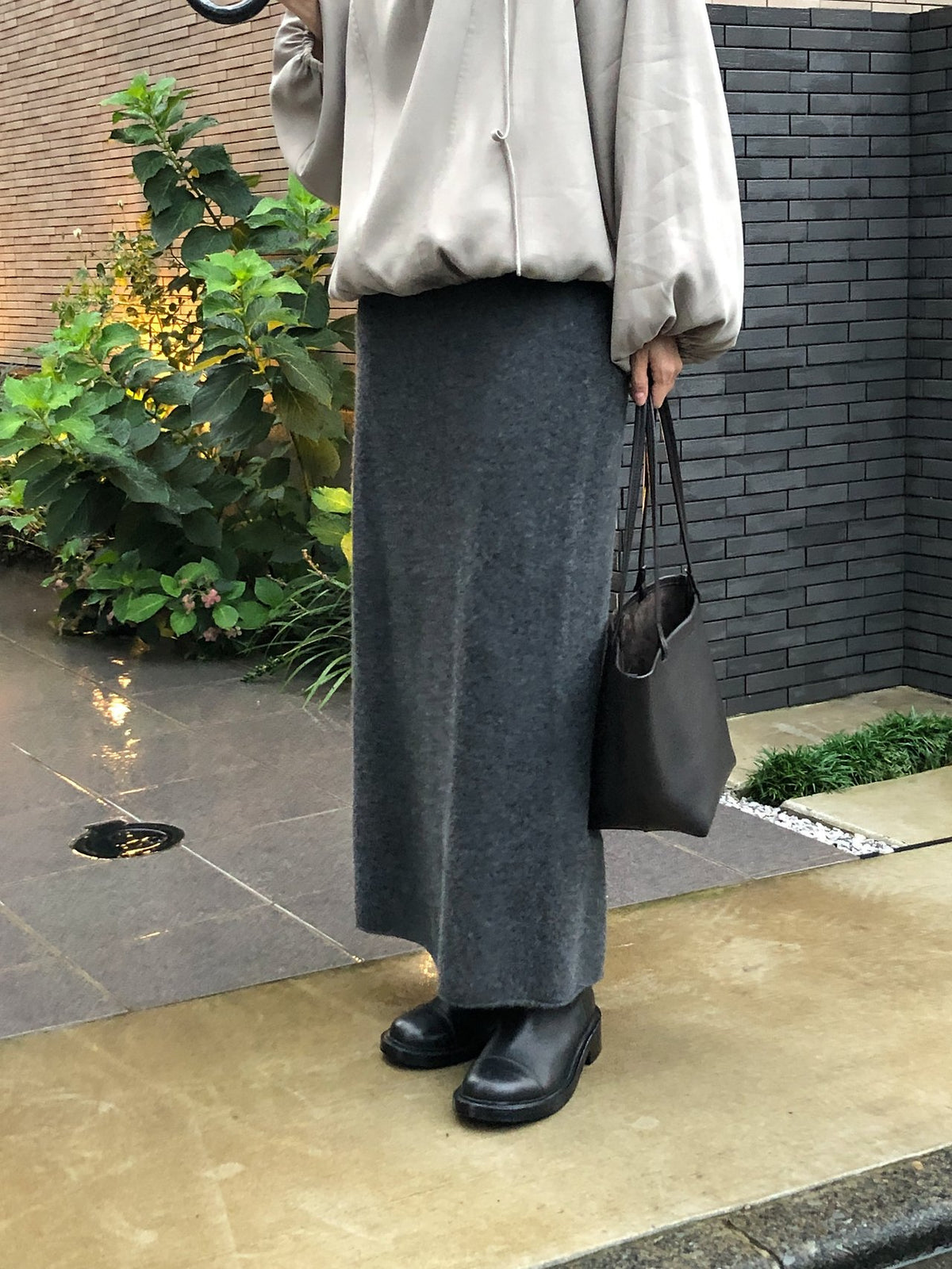amel wholegarment cashmere long skirt-3col