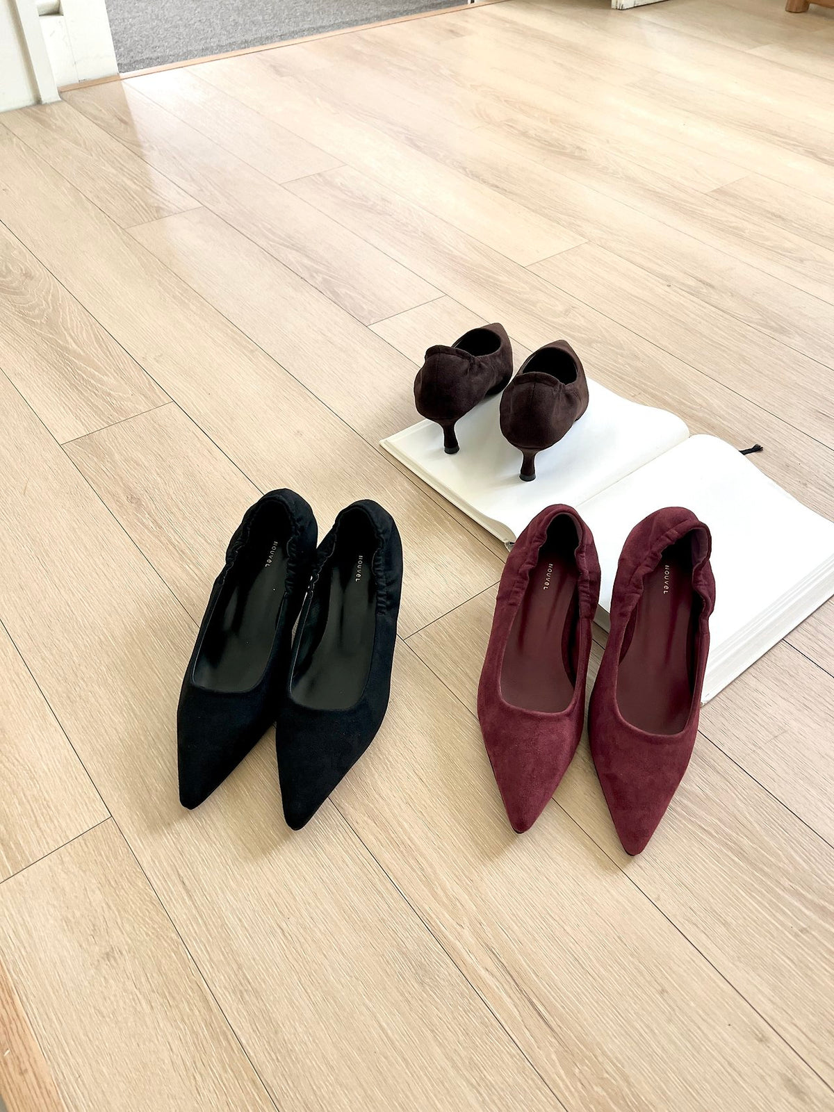 Suede 5cm back-banding high heels-3col