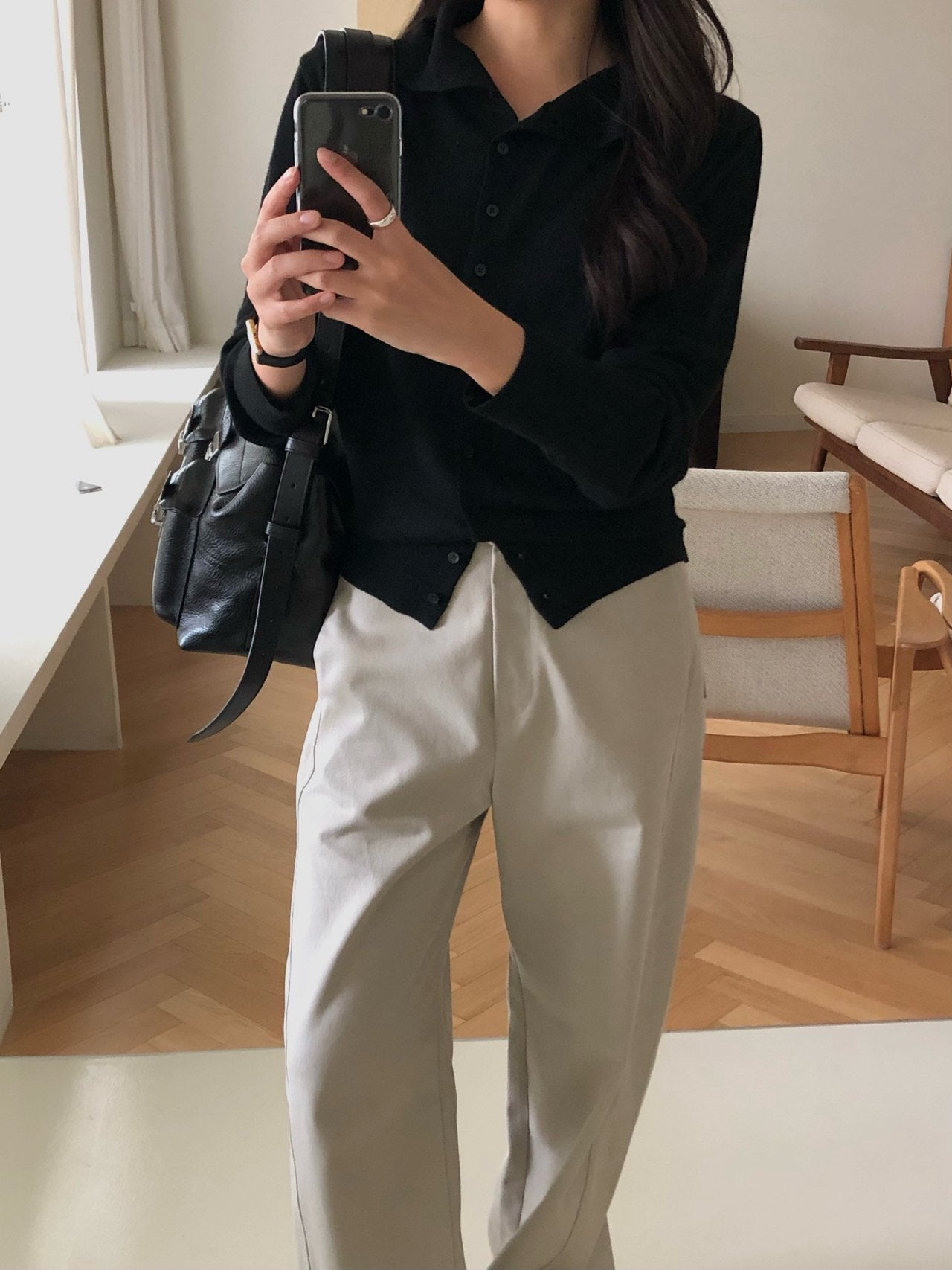 High-neck cash cardigan-3col