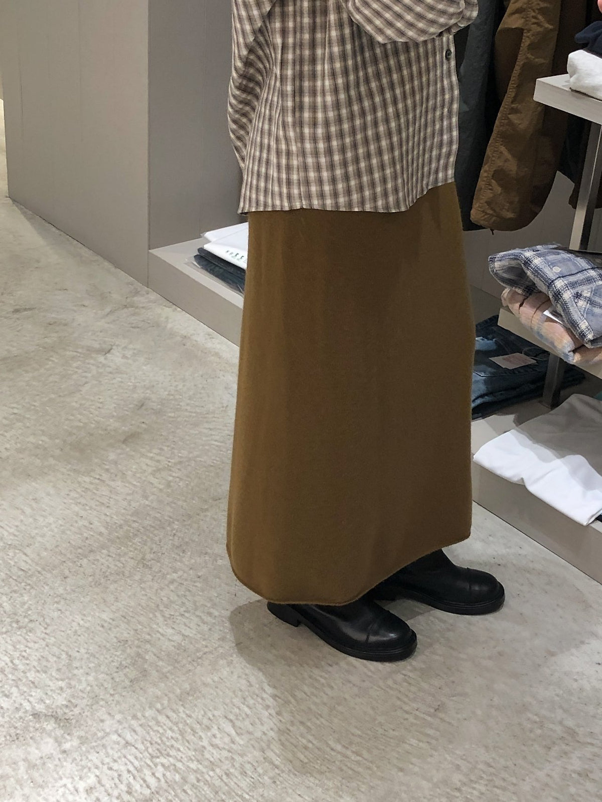 amel wholegarment cashmere long skirt-3col