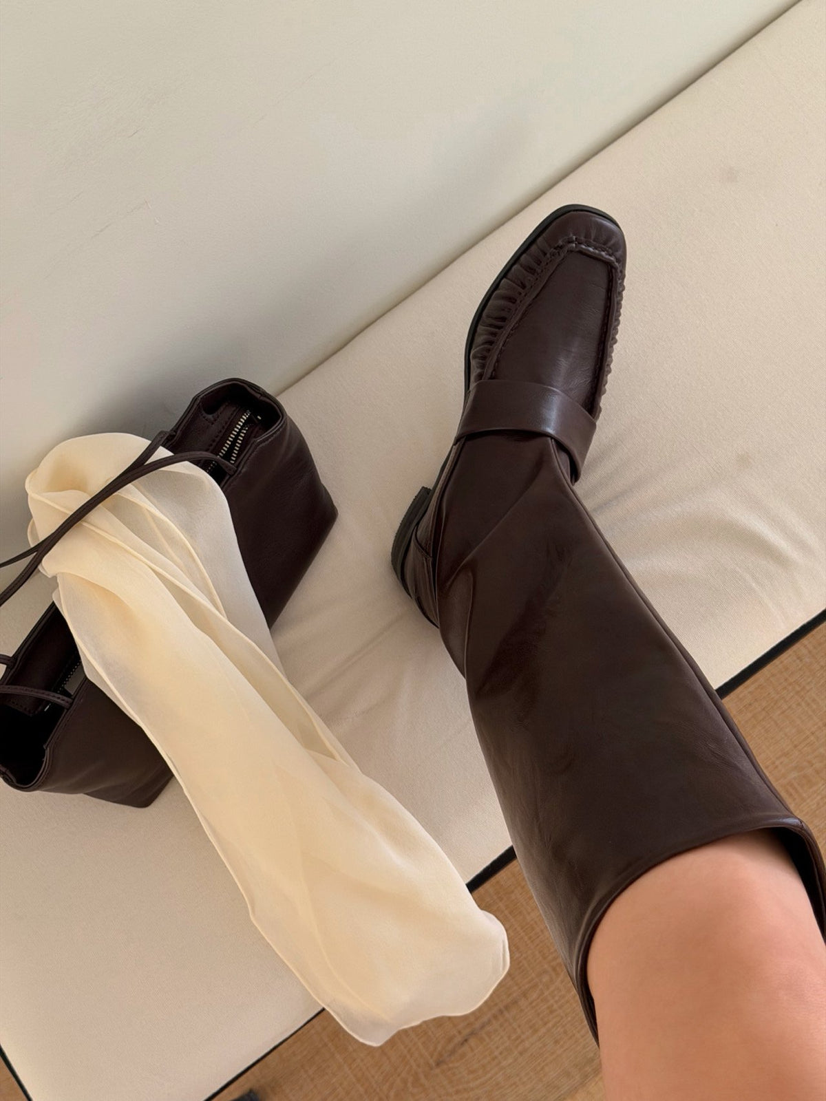 classic shirring loafer boots-2col