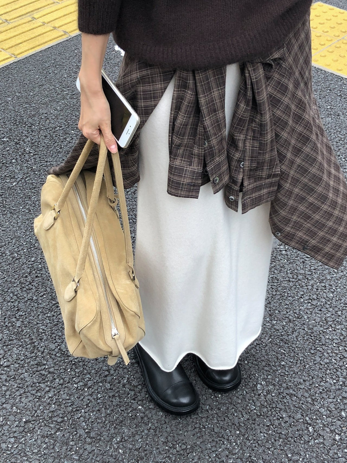 amel wholegarment cashmere long skirt-3col