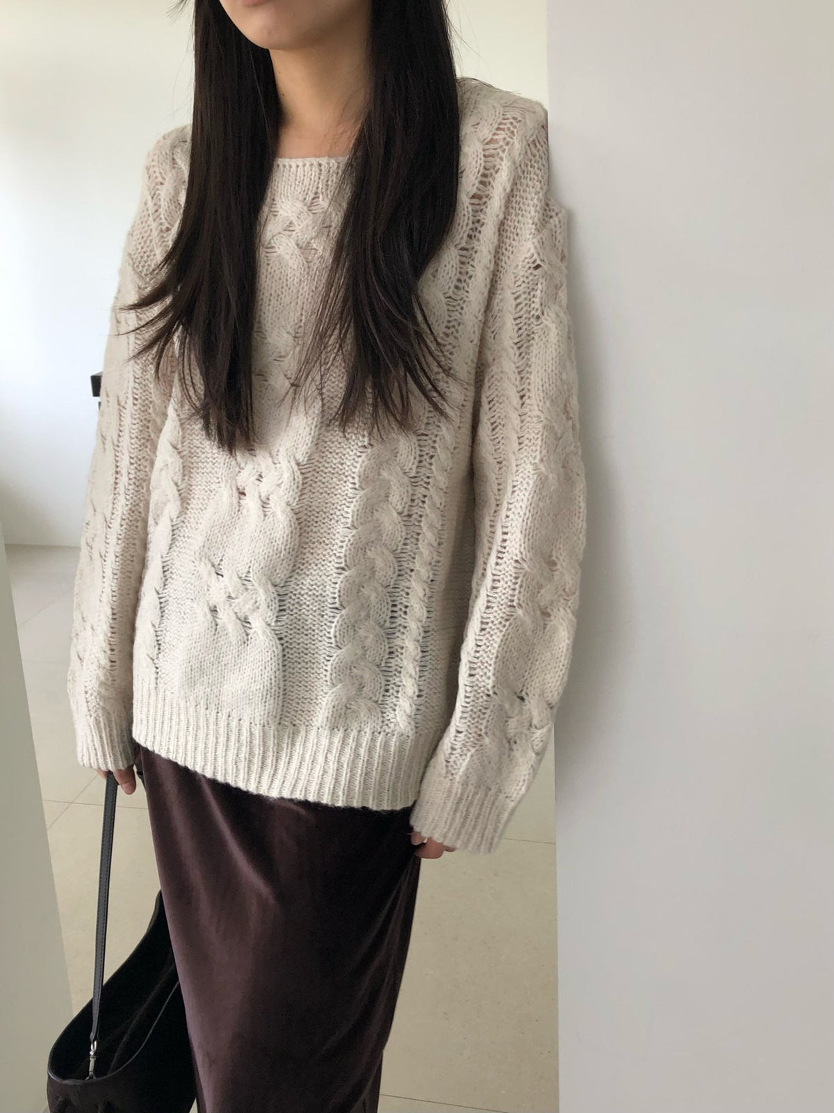 mohair cable knit-2col