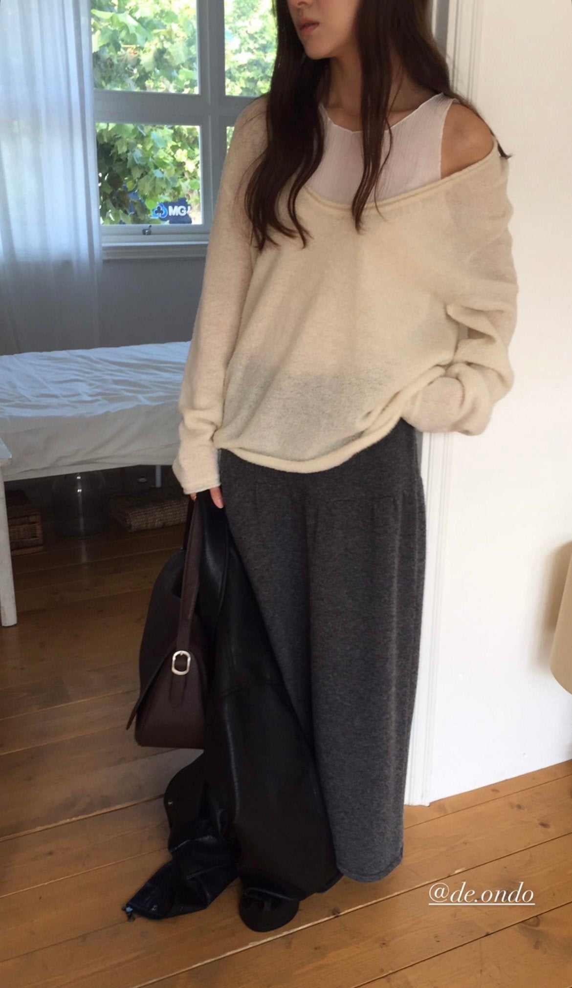 merino wool shirring skirt-3col