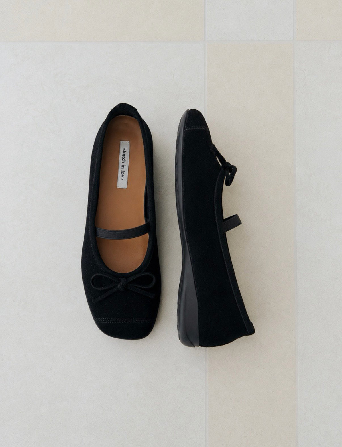 suede comfort ribbon flats-2col