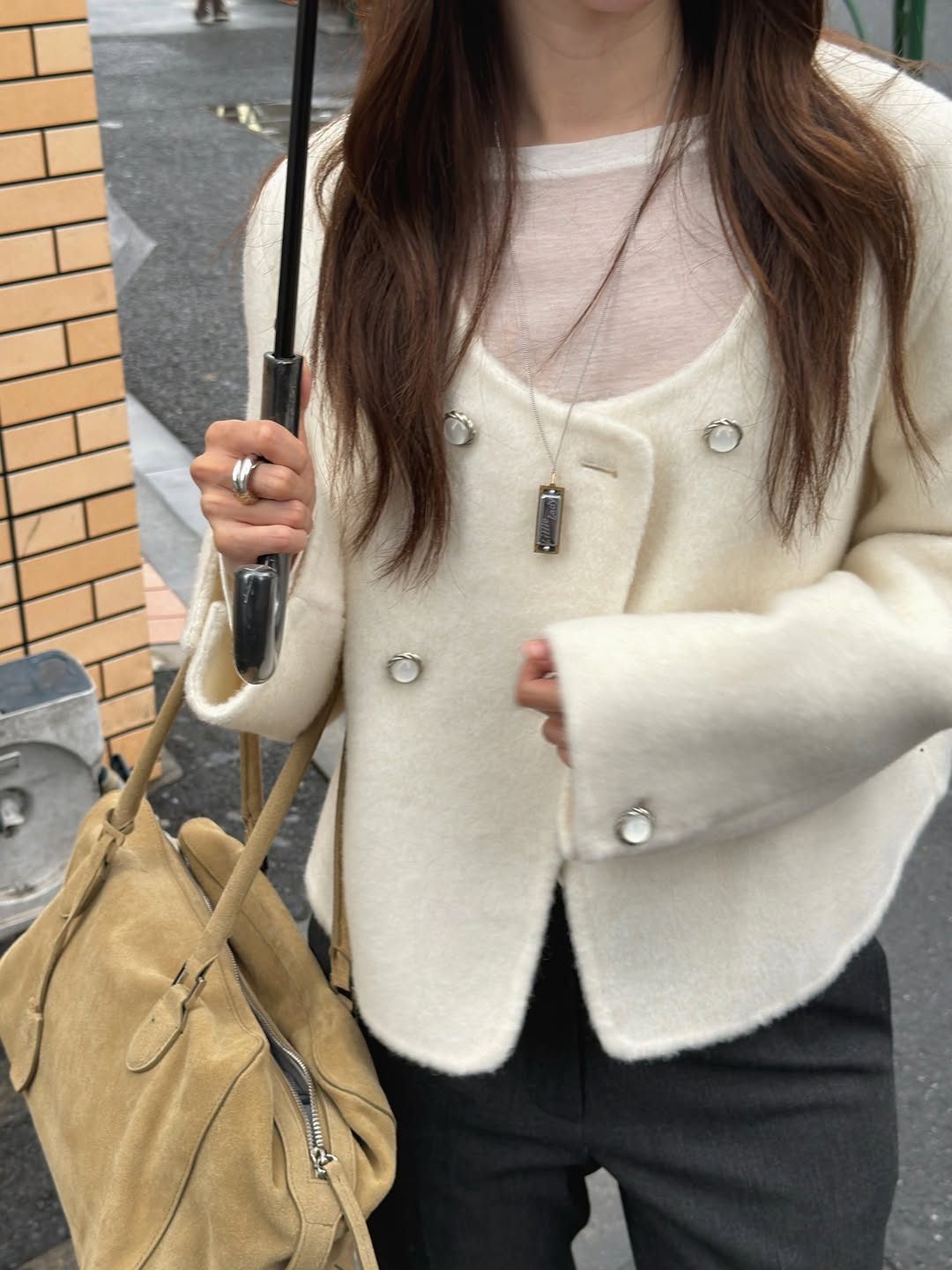 mael double short handmade jacket-2col