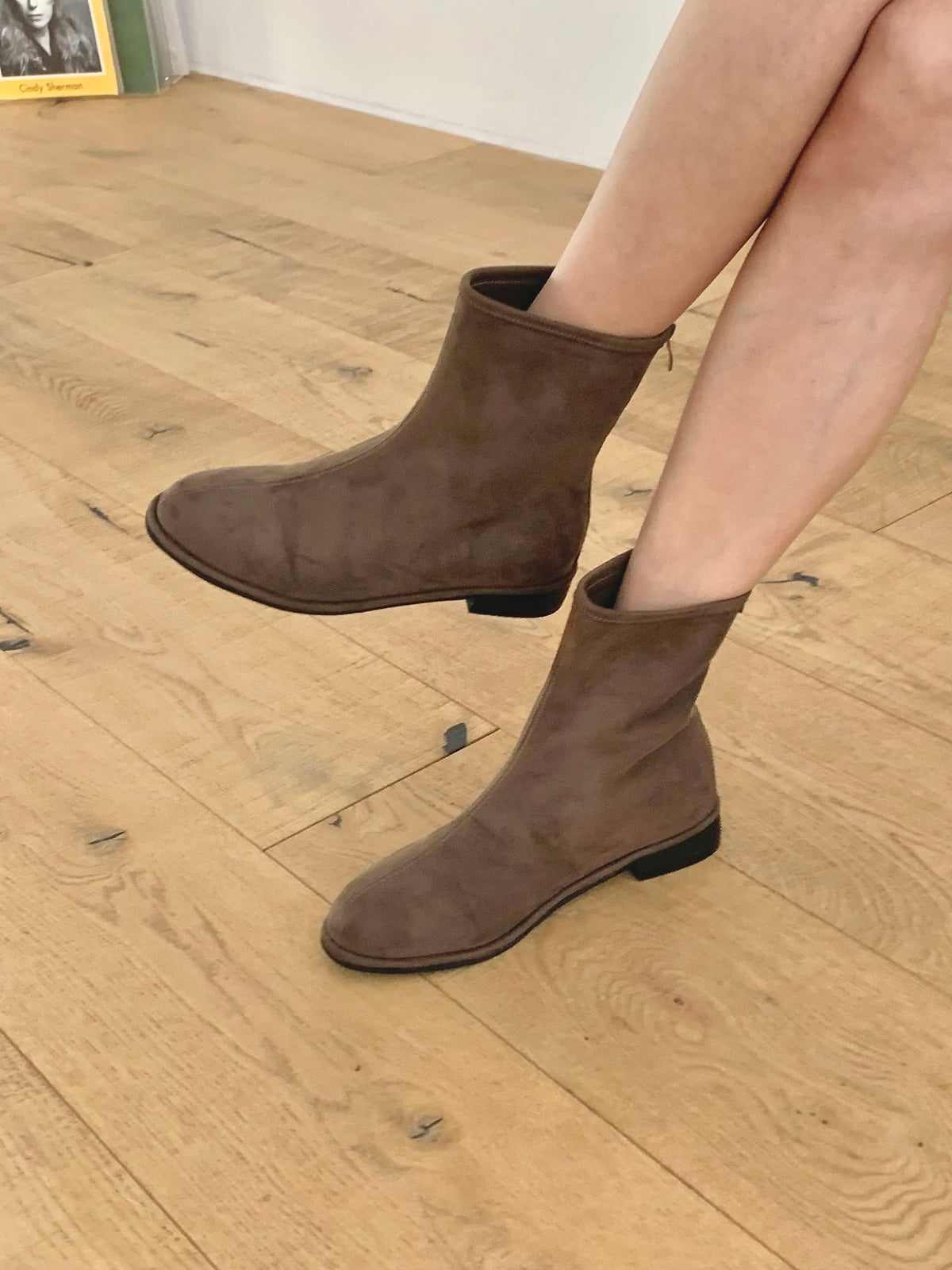 Suede Back-Zip Mid Boots-3col