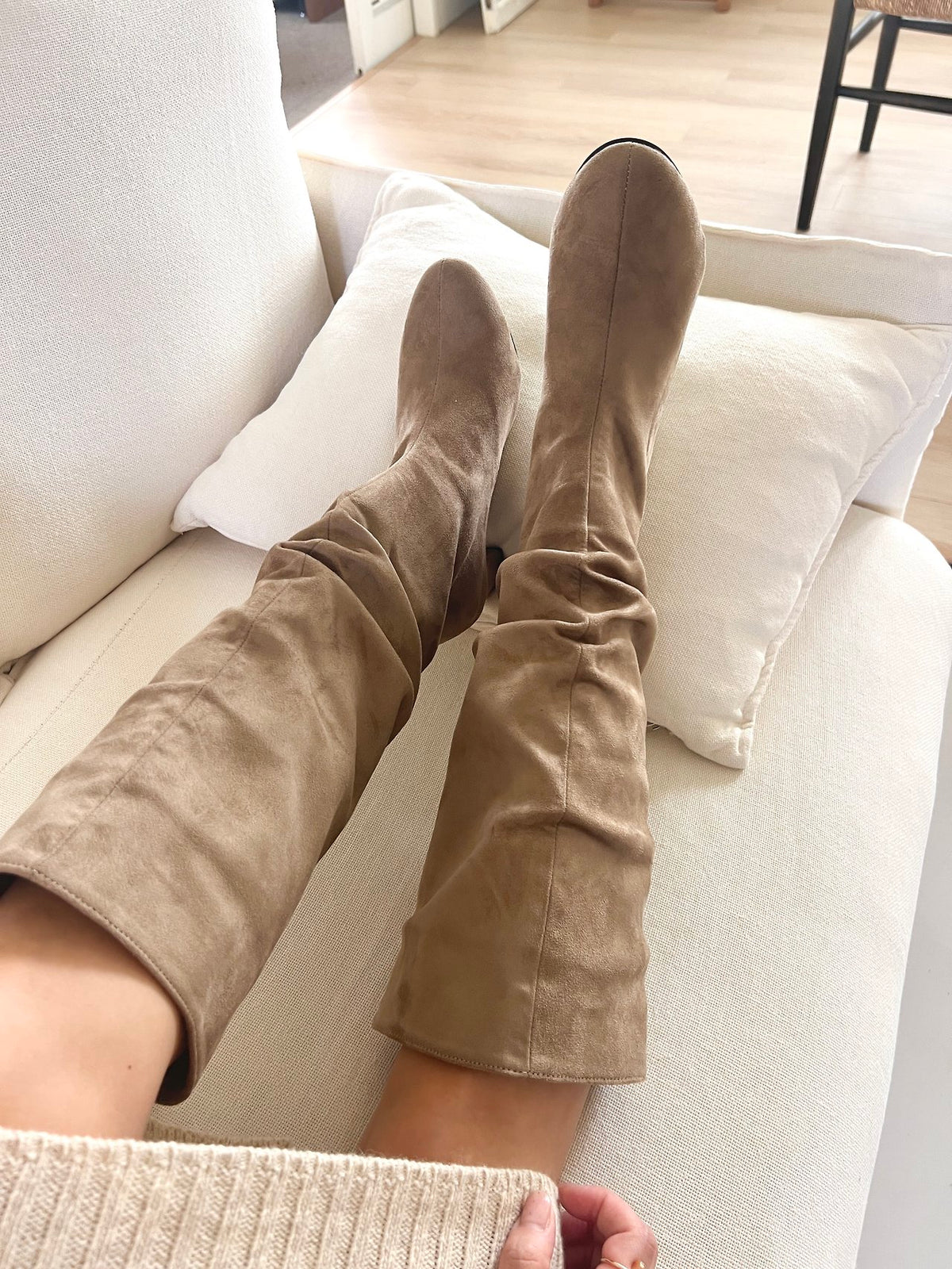 7cm Suede Wrinkle Long Boots-3col