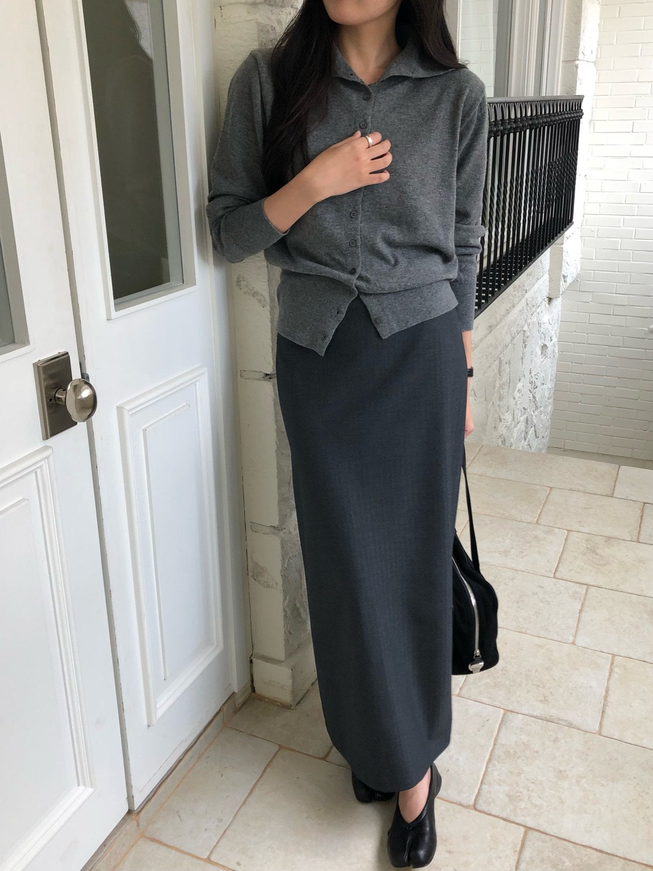 High-neck cash cardigan-3col