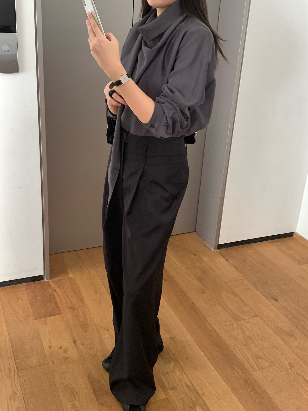 Barrel tie blouse-2col