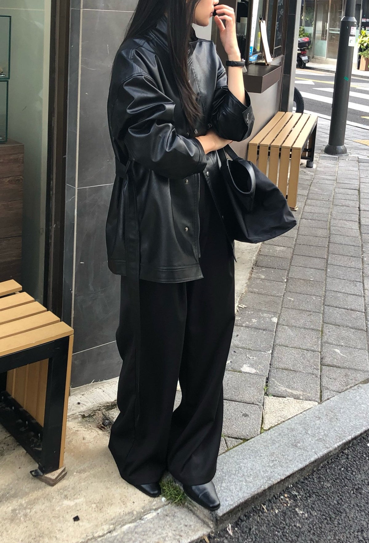 paris half leather jacket