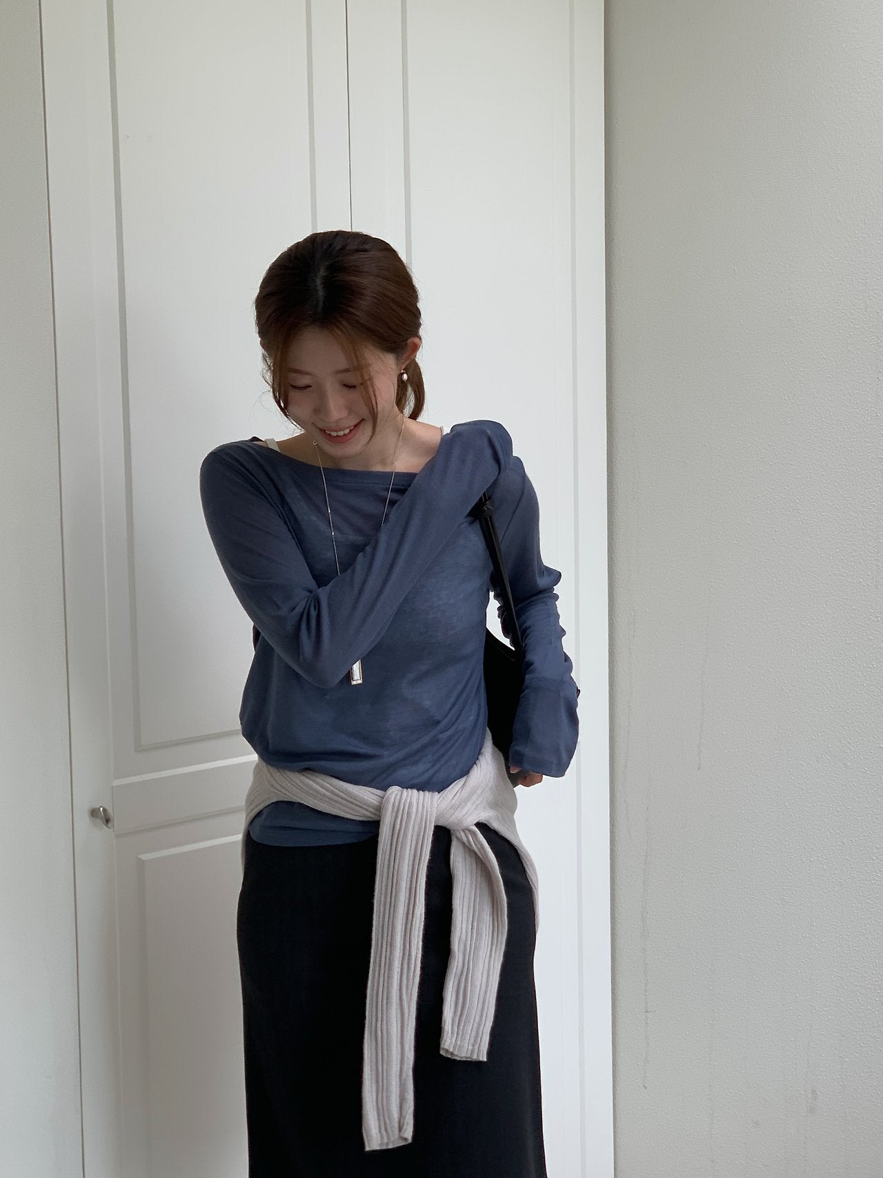 Bay wool tencel boat neck T-6col