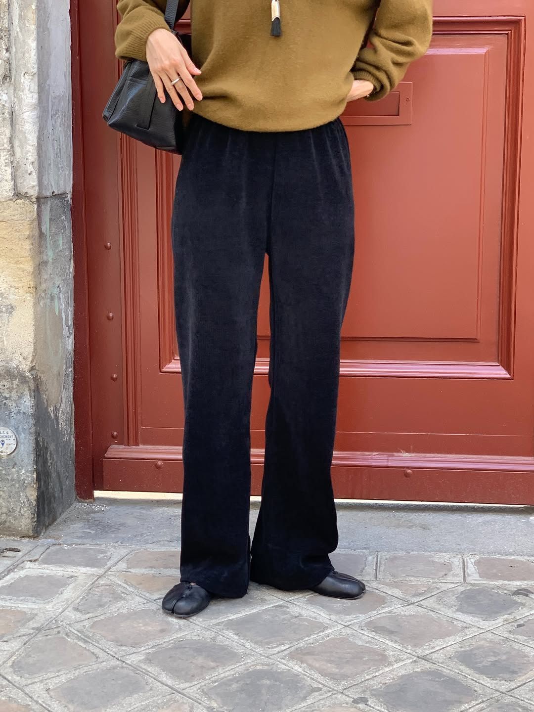 Velour corduroy banding pants-4col