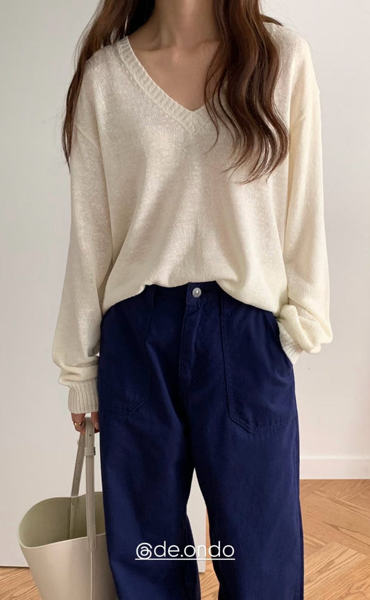 deondo liv slub v knit-4col