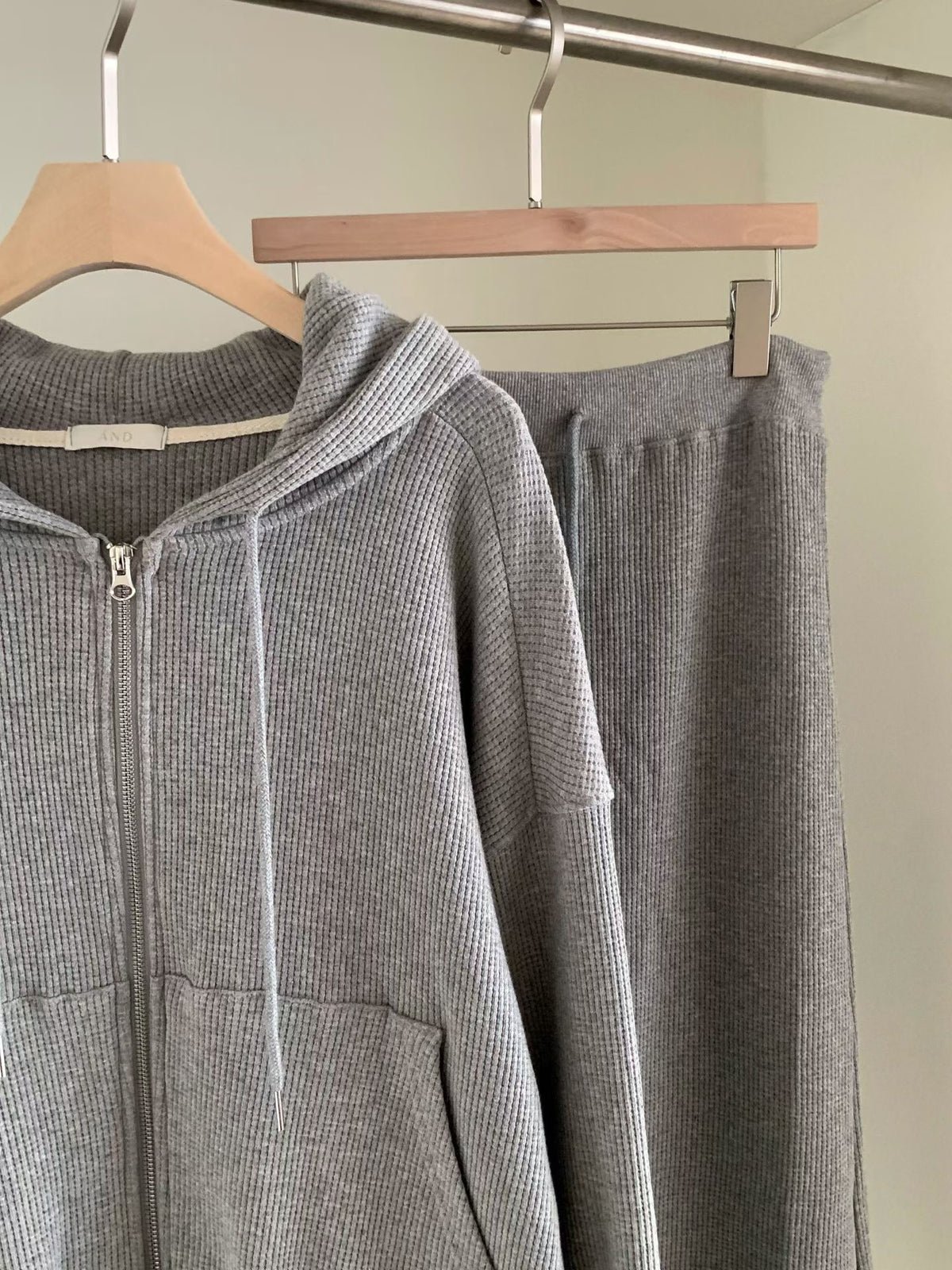 Waffle 2way hood zipup&skirt-2col