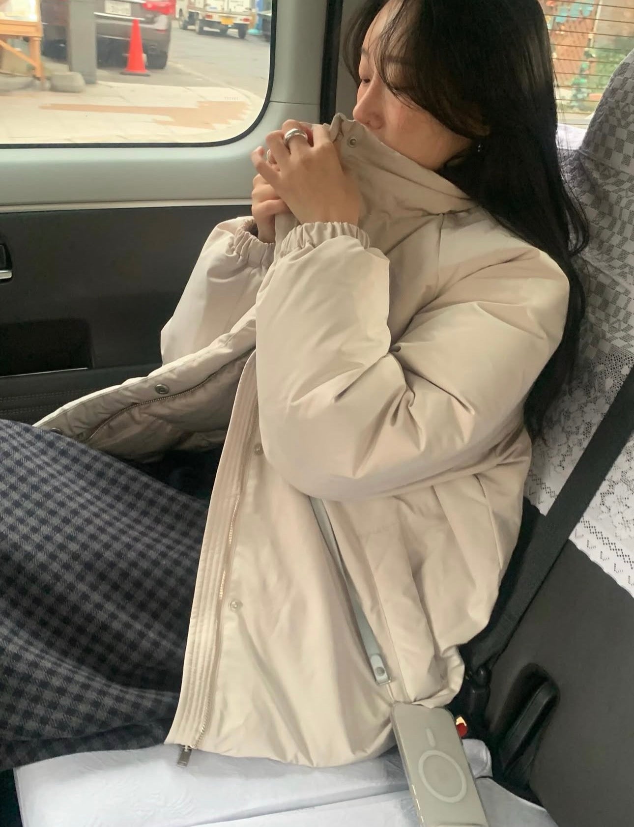 code check wool skirt-2col