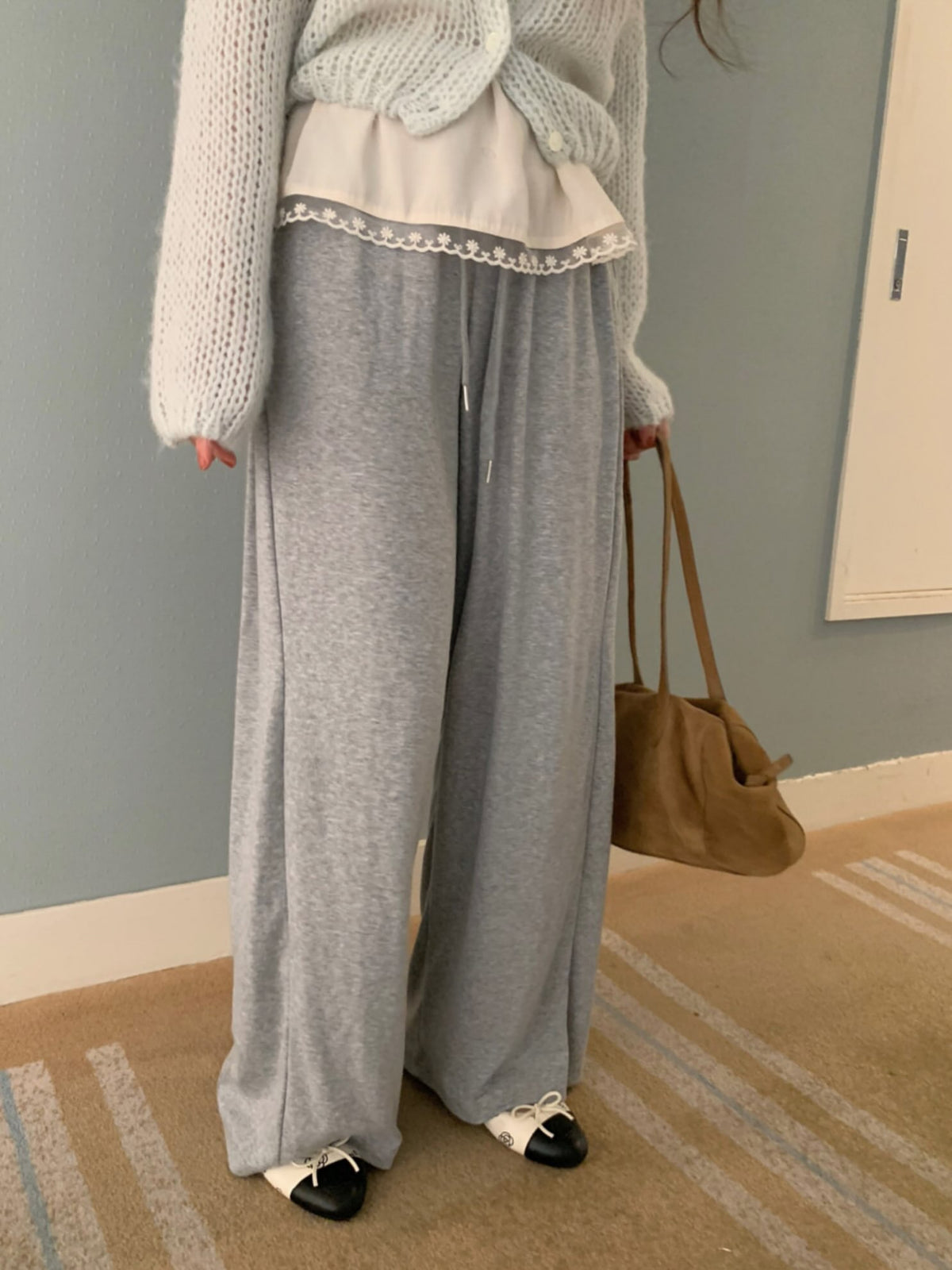 chuing wide banding pants-4col
