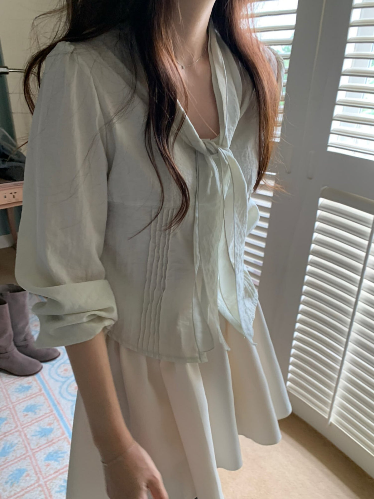 adele tie blouse-2col