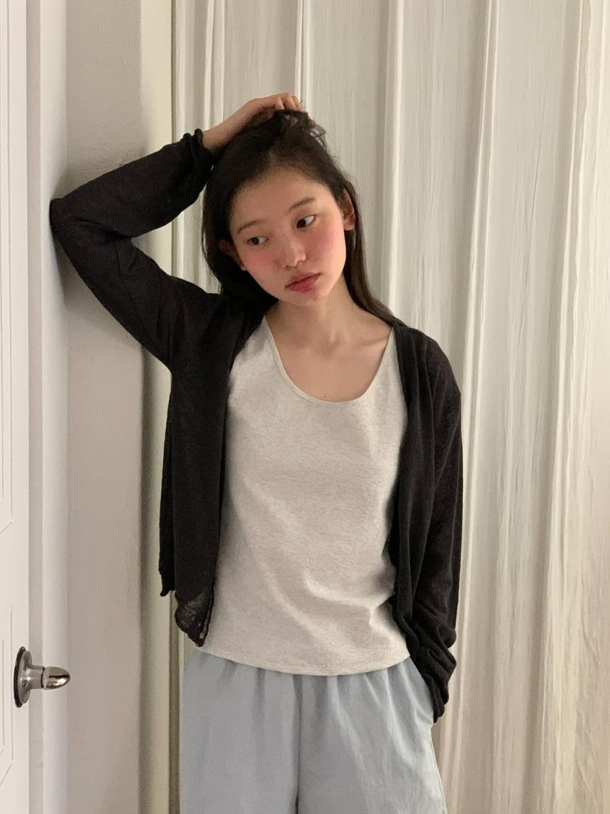 shop linen cardigan-4col