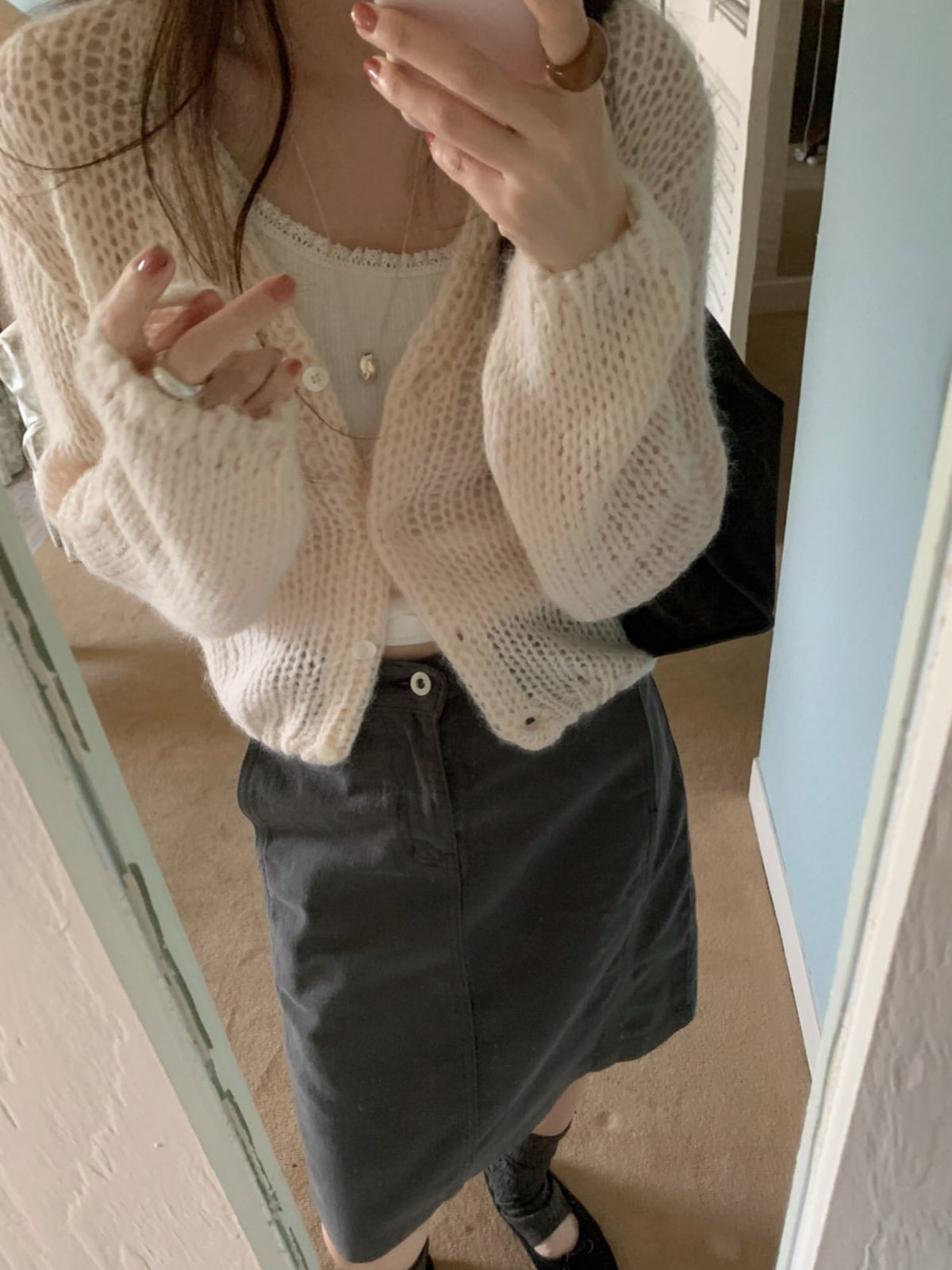 peach integrity denim skirt-2col